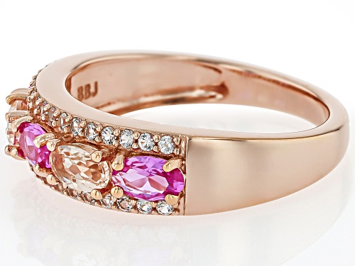 .27ctw Morganite With 1.13ctw Lab Pink & Lab White Sapphire 18k Rose Gold Over Sterling Silver Ring - Size 7