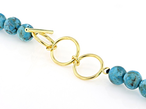 8mm Turquoise 18k Yellow Gold Over Sterling Silver Necklace - Size 18