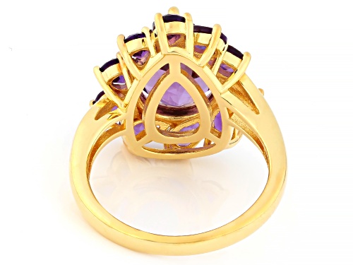 2.98ct Canela Amethyst with 1.70ctw African Amethyst 18K Yellow Gold Over Sterling Silver Ring - Size 7