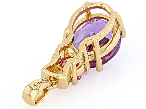 2.13ct Canela Amethyst With 0.44ctw Moissanite Fire® 18K Yellow Gold Over Sterling Silver Pendant