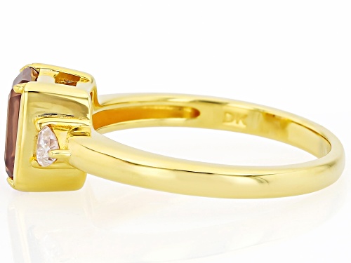 2.25ct Blush Zircon with 0.15ctw Moissanite 18K Yellow Gold Over Sterling Silver Ring - Size 10