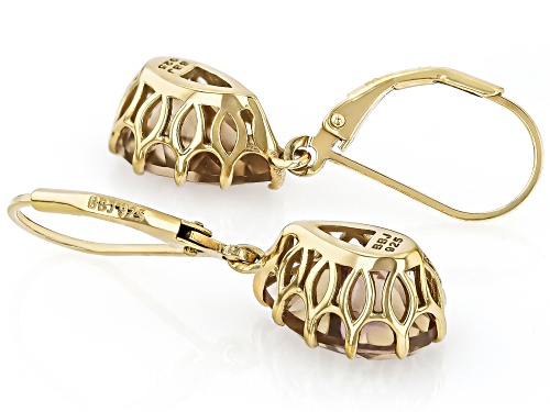 4.95ctw Champagne Quartz 18k Yellow Gold Over Sterling Silver Earrings