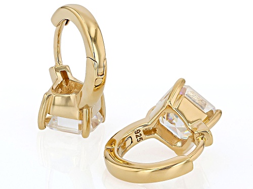 4.80ctw Strontium Titanate 18k Yellow Gold Over Sterling Silver Hoop Earrings.