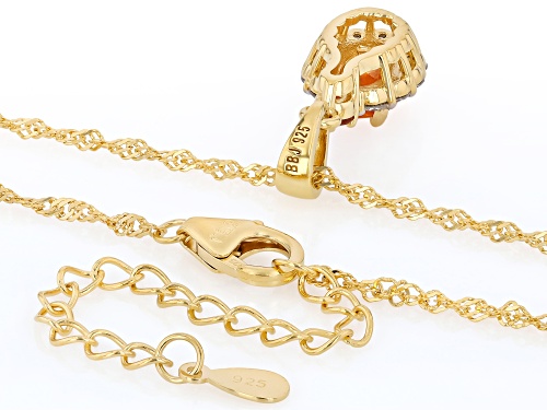 2.06ctw Spessartite, Sapphire, Prazana® Lab Grown Diamond 18K Yellow Gold Over Silver Pendant/chain