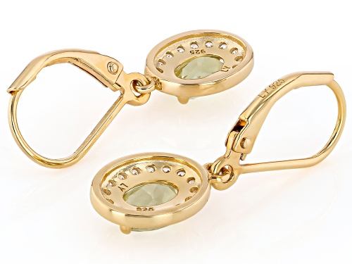 1.50ctw Green Sillimanite with 0.33ctw White Zircon 18K Yellow Gold Over Sterling Silver Earrings
