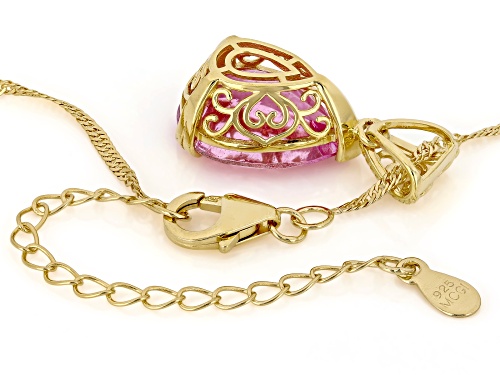 6.75ct Hot Pink Quartz 18K Yellow Gold Over Sterling Silver Pendant with Chain