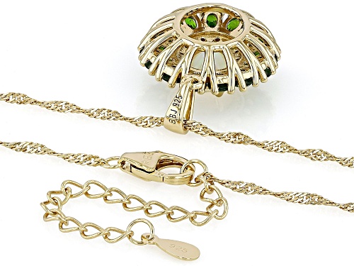 0.75 Ethiopian Opal, 2.45ctw Chrome Diopside, 0.05ctw Diamond 18k Gold Over Silver Pendant/Chain
