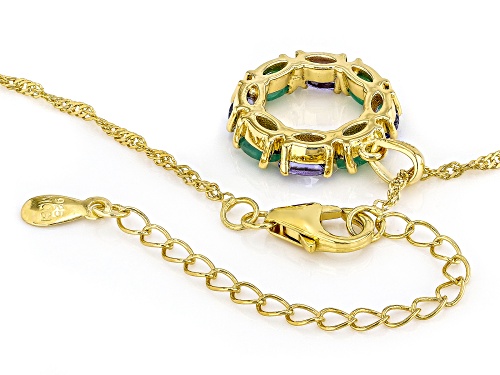 0.70ctw Emerald With 0.77ctw Tanzanite 18k Yellow Gold Over Sterling Silver Pendant With Chain