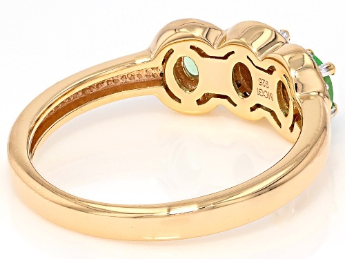 0.49ctw Mint Tsavorite With 0.13ctw White Zircon 18k Yellow Gold Over Sterling Silver Ring - Size 8
