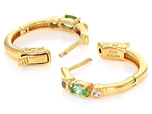 0.44ctw Mint Tsavorite With 0.17ctw White Zircon 18k Yellow Gold Over Sterling Silver Earrings