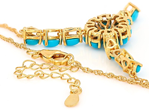 Sleeping Beauty Turquoise 18k Yellow Gold Over Sterling Silver Necklace - Size 18