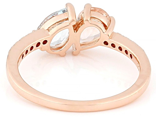 0.50ct Peach Morganite, 0.50ct Aquamarine, 0.08ctw Zircon 18k Rose Gold Over Sterling Silver Ring - Size 10
