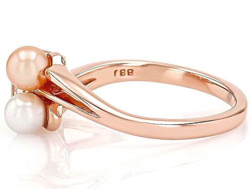 0.64ct Morganite With 4mm Peach & White Cultured Freshwater Pearl 18k Rose Gold Over Silver Ring - Size 9