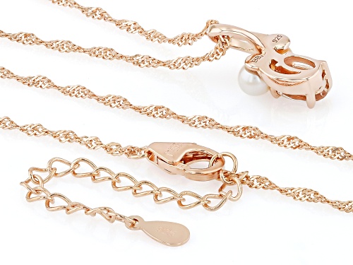 .64ct Morganite, 4-4.5mm Peach & White Cultured Freshwater Pearl 18k Gold Over Silver Pendant /Chain
