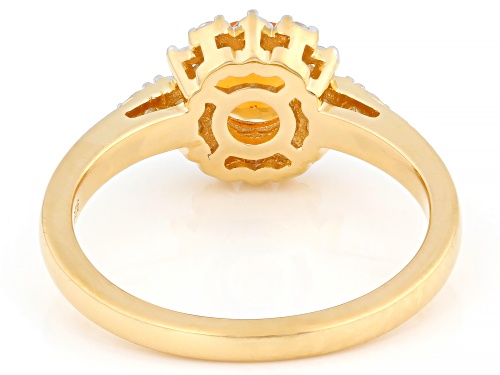 0.53ctw Fire Opal With 0.29ctw White Zircon 18k Yellow Gold Over Sterling Silver Ring - Size 10