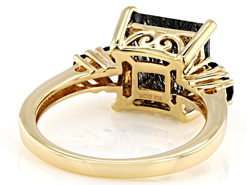 2.55ct Tourmalinated Quartz with 0.39ctw Black Spinel 18k Yellow Gold Over Sterling Silver Ring - Size 9