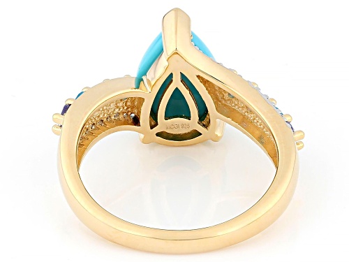 Sleeping Beauty Turquoise with 0.34ctw Tanzanite, Neon Apatite and Zircon 18k Gold Over Silver Ring - Size 7