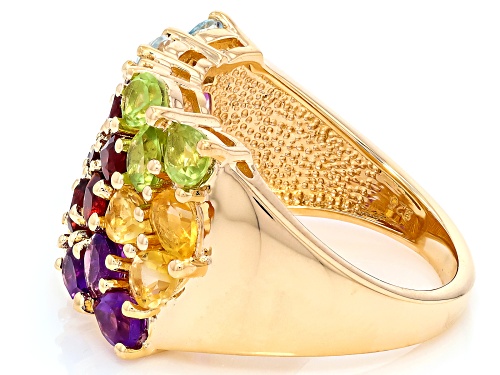 2.97ctw Multi-Gem With White Zircon 18k Yellow Gold Over Sterling Silver Ring - Size 9