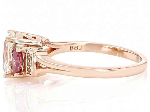 2.02ct Strontium Titanate With 0.49ctw Moissanite & White Zircon 18k Rose Gold Over Silver Ring - Size 10