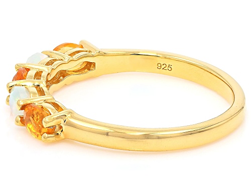 0.20ctw Ethiopian Opal With 0.29ctw Fire Opal 18k Yellow Gold Over Sterling Silver Band Ring - Size 9