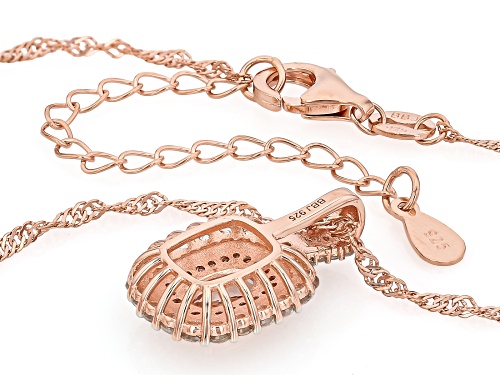 0.56ct Morganite With 0.79ct Zircon & Champagne Diamond 18k Rose Gold Over Silver Pendant/Chain