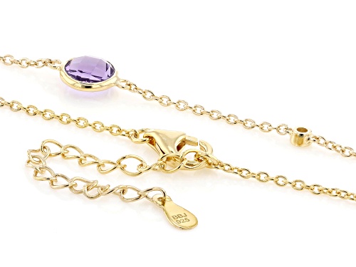 5.10ctw Canela Amethyst With 0.07ctw White Zircon 18k Yellow Gold Over Silver Station Necklace - Size 18