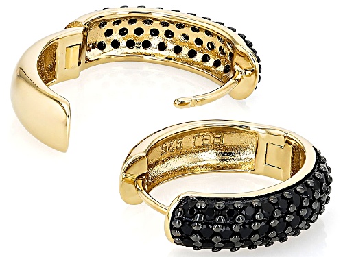 0.79ctw Black Spinel 18k Yellow Gold Over Sterling Silver Hoop Earrings