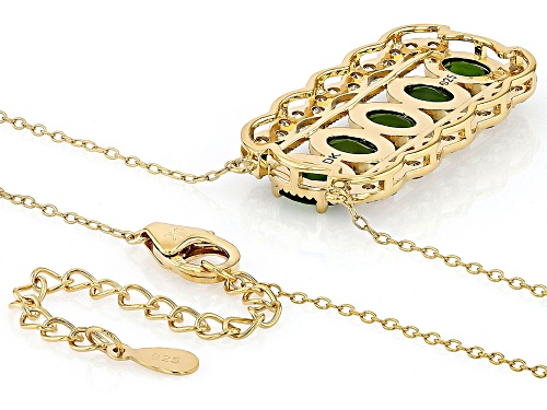 3.40ctw Chrome Diopside With 1.36ctw White Zircon 18k Gold Over Sterling Silver Pendant With Chain