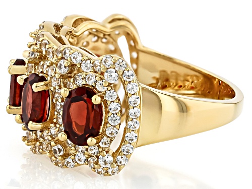 2.52ctw Red Garnet with 1.03ctw White Zircon 18k Yellow Gold Over Sterling Silver Ring - Size 8