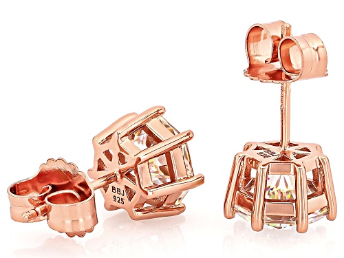 5.10ctw Heptagon Strontium Titanate 18k Rose Gold Over Sterling Silver Stud Earrings