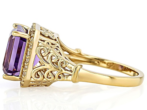 3.60ct Canela Amethyst With 0.36ctw White Zircon 18k Yellow Gold Over Sterling Silver Ring - Size 8