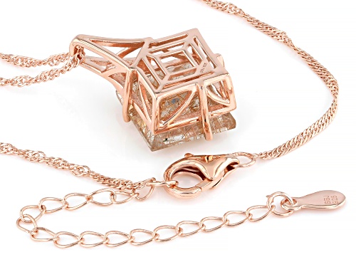 5.50ct Copper Rutilated Quartz 18k Rose Gold Over Sterling Silver Pendant with Chain