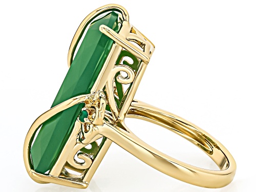 14.69ctw Green Onyx 18k Yellow Gold Over Sterling Silver Ring - Size 8