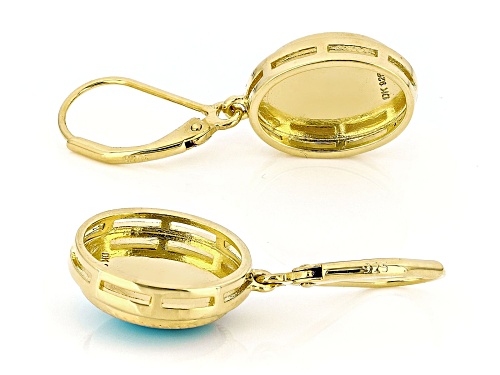 11x9mm Oval Cabochon Kingman Turquoise 18k Yellow Gold Over Sterling Silver Earrings