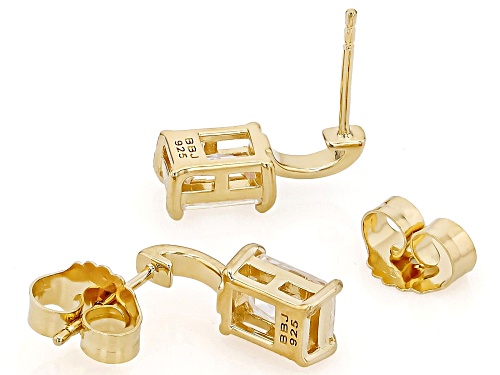 2.55ctw Strontium Titanate 18k Yellow Gold Over Sterling Silver Earrings
