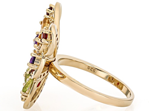 1.71ctw Multi-Gem With 0.69ctw White Zircon 18K Yellow Gold Over Sterling Silver Butterfly Ring - Size 6
