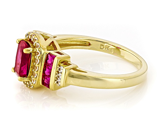 1.25ctw Lab Ruby With 0.25ctw Lab White Sapphire 18k Yellow Gold Over Sterling Silver Ring - Size 8