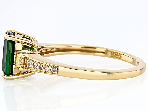 1.22ct Chrome Diopside with 0.28ctw Yellow & White Zircon 18k Gold Over Silver Ring - Size 7