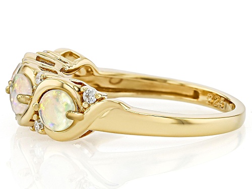 0.64ctw Ethiopian Opal With Moissanite Fire ® 18k Yellow Gold Over Sterling Silver Ring - Size 6