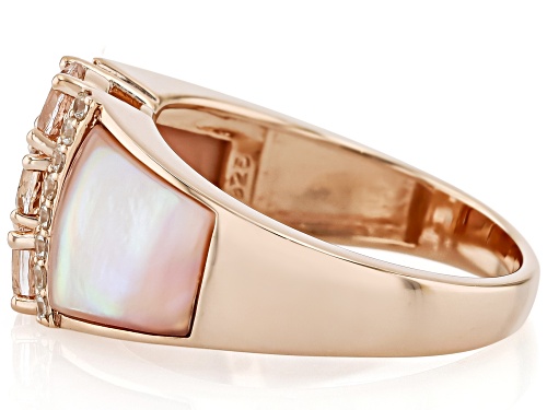 .77ctw Morganite with Pink Mother-Of-Pearl & .30ctw White Zircon 18k Rose Gold Over Silver Ring - Size 10