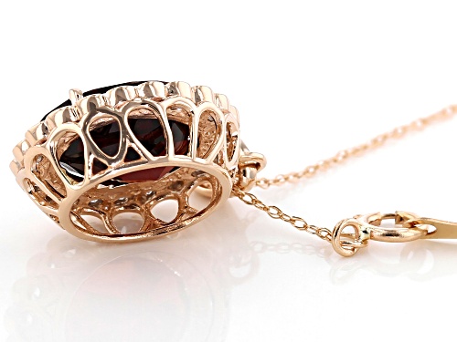 4.38ct Oval Vermelho Garnet™ With .60ctw Round White Zircon, 14k Rose Gold Pendant With Chain