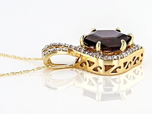 3.40ct hexagonal Vermelho Garnet™ with .31ctw round white diamonds 14k yellow gold pendant w/chain