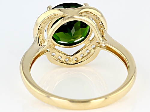 2.55ct Round Chrome Diopside With .22ctw Round White Zircon 14k Yellow Gold Ring - Size 8
