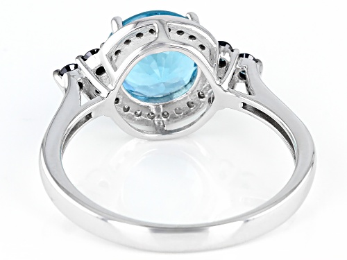 1.54ct Apatite, .17ctw Blue With .08ctw White Diamond Accent Rhodium Over 14k White Gold Ring - Size 8