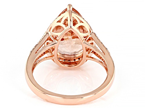 4.46ct Pear Cor-De-Rosa Morganite™ With 0.23ctw Champagne & White Diamond 14k Rose Gold Ring - Size 7