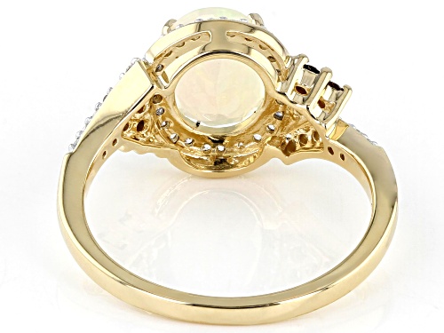 .77ct Ethiopian Opal With .05ctw Champagne Accent  Diamond And .21ctw White Zircon 14k Gold Ring - Size 6
