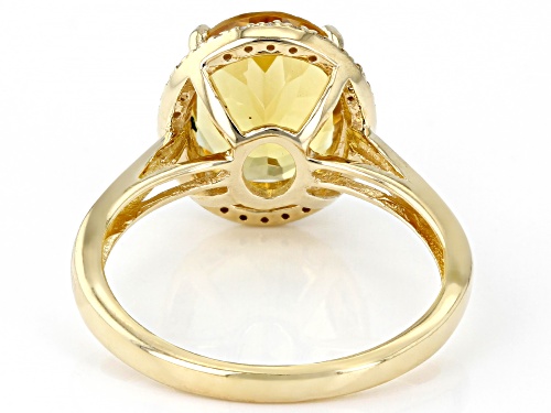 2.41ct Oval Yellow Beryl With 0.12ctw Round White Diamond 14k Yellow Gold Ring - Size 11