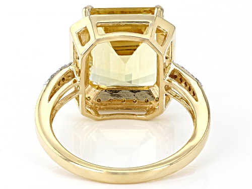 4.67ct Octagonal Rectangular Yellow Beryl With 0.18ctw Yellow & White Diamond 14k Yellow Gold Ring - Size 6