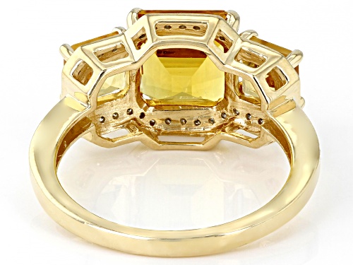 2.98ctw Octagonal Yellow Beryl With 0.13ctw Round White Diamond 14k Yellow Gold Ring - Size 8