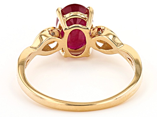 1.45ct Oval Mahaleo® Ruby With 0.04ctw Round White Diamond 14k Yellow Gold Ring - Size 10